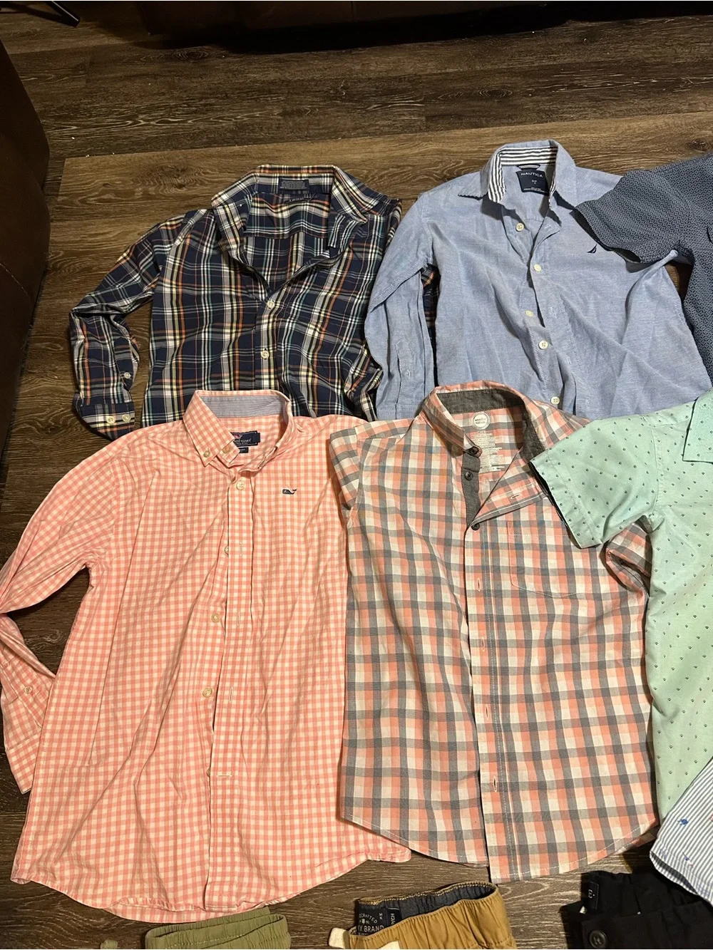 Mixed Men's Button-Down Shirts & Casual Shorts - Blue, Green, Black, Khaki